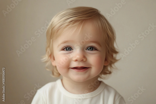 portrait of an white little boy with a smile