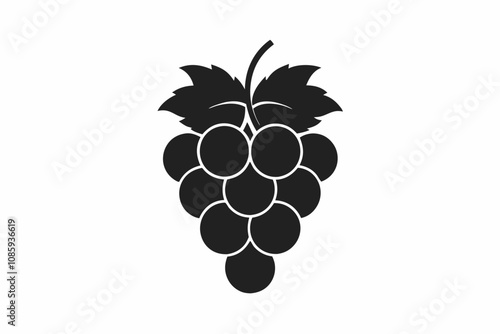 grapes black silhouette vector illustration on white background