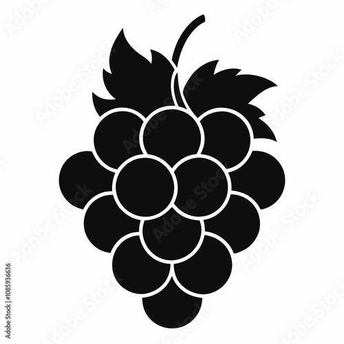 grapes black silhouette vector illustration on white background