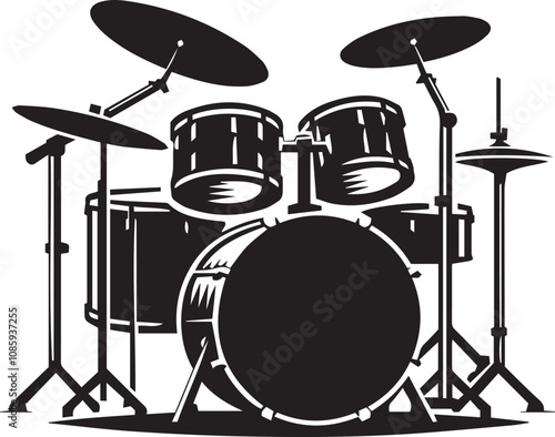 Dynamic Drums Silhouette Vector Illustration with a Rhythmic Vibe photo