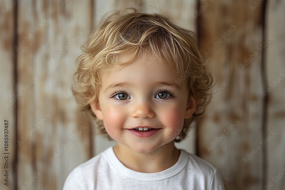 portrait of an white little boy with a smile
