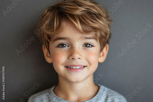 portrait of an white little boy with a smile