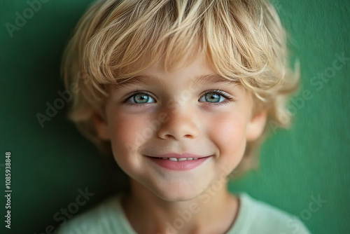 portrait of an white little boy with a smile