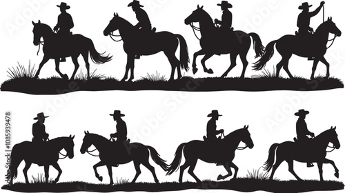 Vector horse and silhouettes art design set