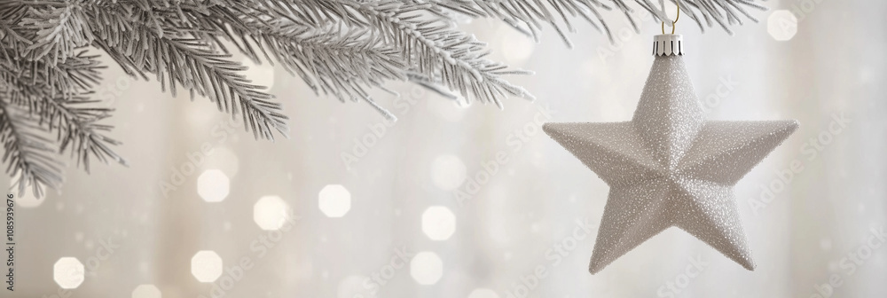 Winter Background Featuring a Glittering Star Ornament Winter Background Featuring a Glittering Star Ornament
