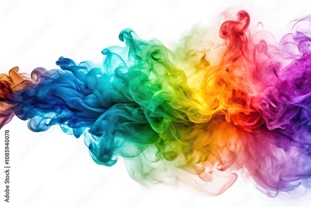 Colorful smoke on white background, vibrant, abstract, design Colorful smoke on white background, vibrant, abstract, design