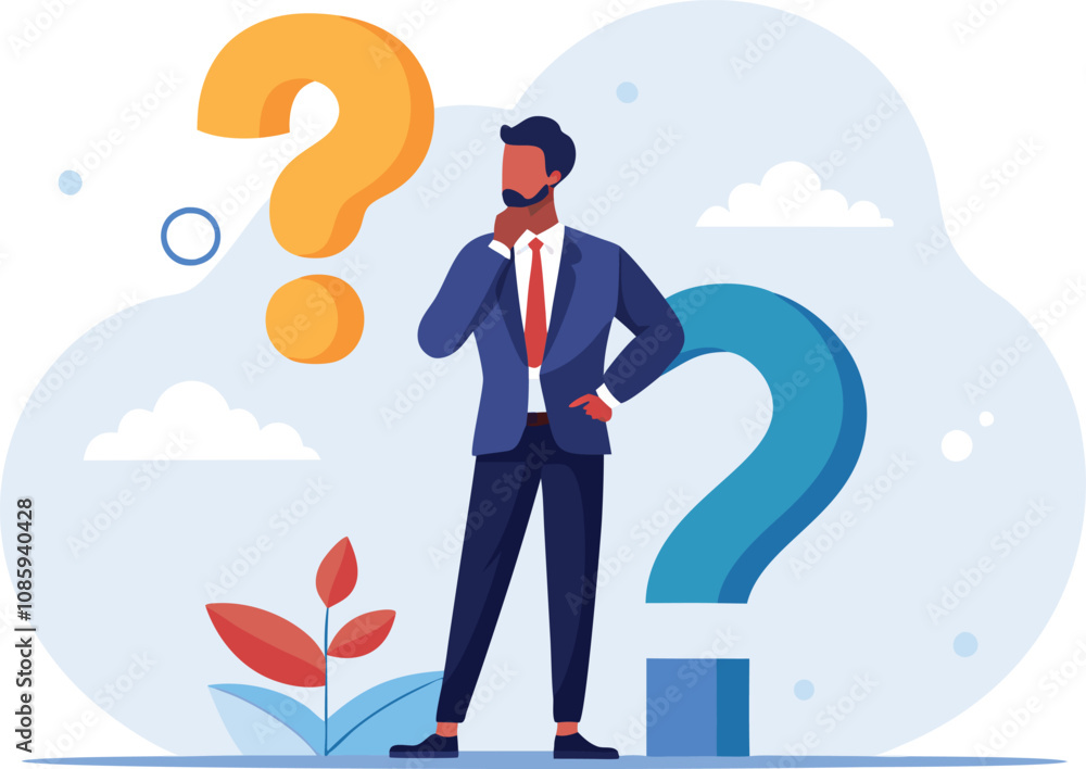 businessman with question mark vector illustration for problem-solving and decision-making. businessman with question mark vector illustration for problem-solving and decision-making.