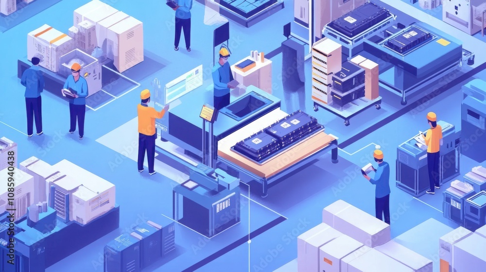 electric vehicle battery factory, workers assembling parts, innovation in clean energy technology electric vehicle battery factory, workers assembling parts, innovation in clean energy technology