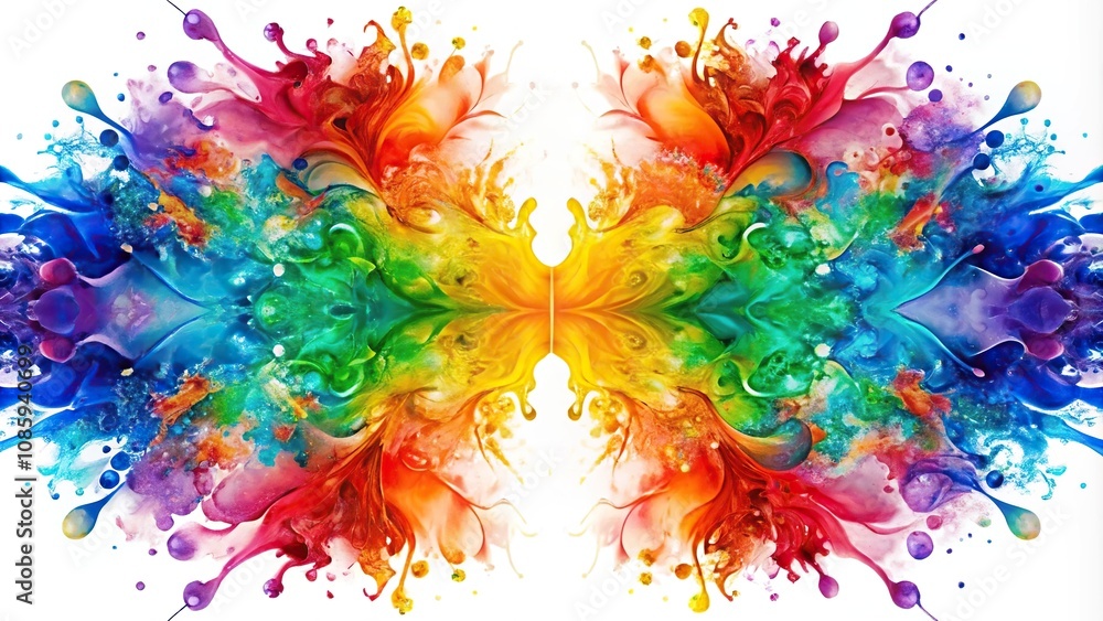 Obraz premium colorful spilled paint on white background