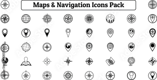 Maps, Navigation and Direction Icons Pack