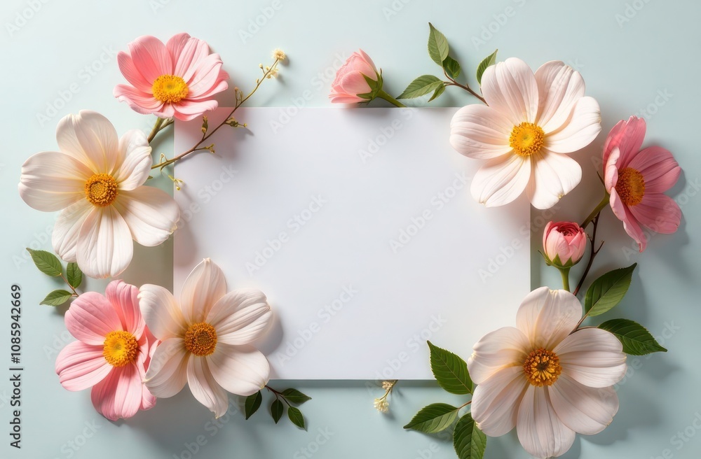 Pastel floral frame with blank space for text on a soft background Pastel floral frame with blank space for text on a soft background