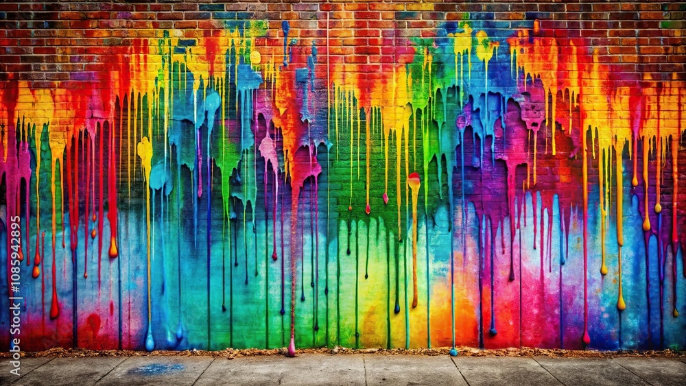 Obraz premium Colorful street art graffiti background with paint drips