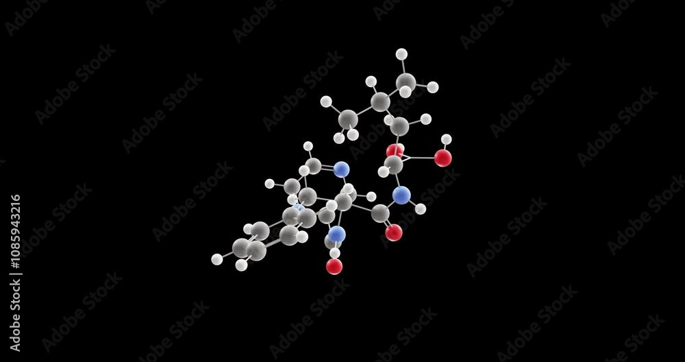 Bortezomib molecule, rotating 3D model of velcade, looped video on a black background Bortezomib molecule, rotating 3D model of velcade, looped video on a black background