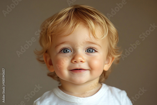 portrait of an white little boy with a smile