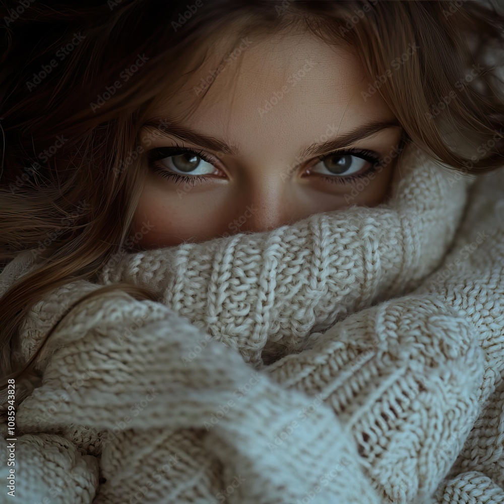 Girl snuggled up in bed, her face completely covered by a blanket, creating a sense of warmth and comfort Girl snuggled up in bed, her face completely covered by a blanket, creating a sense of warmth and comfort