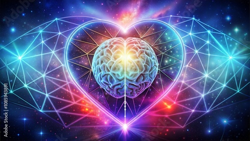 Wallpaper Mural  Illuminated Brain in Heart with Cosmic Geometry Torontodigital.ca