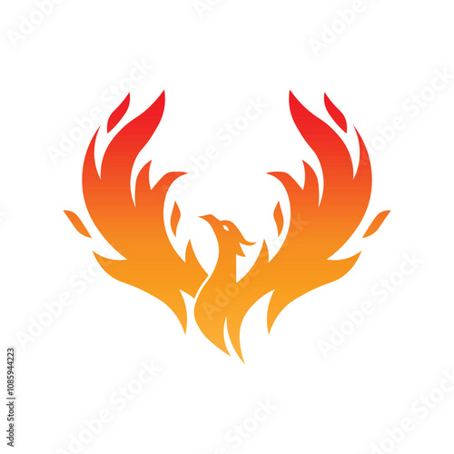 Phoenix bird logo. Rising Phoenix vector isolated. Gradient logo illustration. Bird logo. Fire bird illustration. Eagle falcon soaring Logotype concept icon.