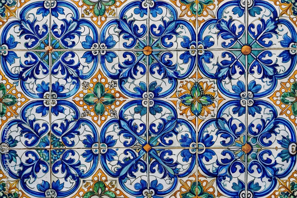 Colorful tiled pattern background blue and white Extreme Close-Up Colorful tiled pattern background blue and white Extreme Close-Up