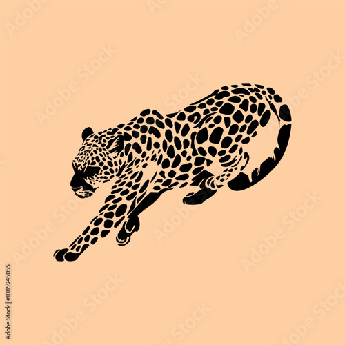 vector animal illustration, logo, silhouette with a leopard