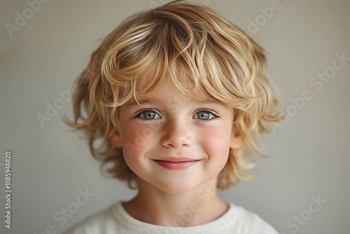 portrait of an white little boy with a smile