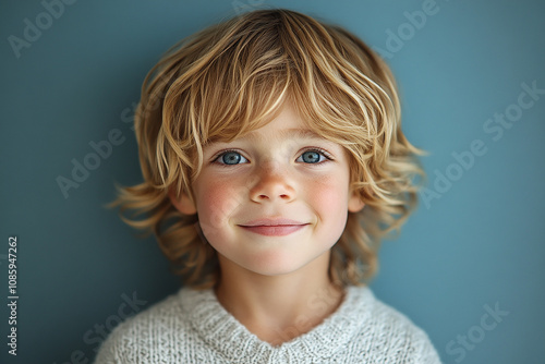 portrait of an white little boy with a smile