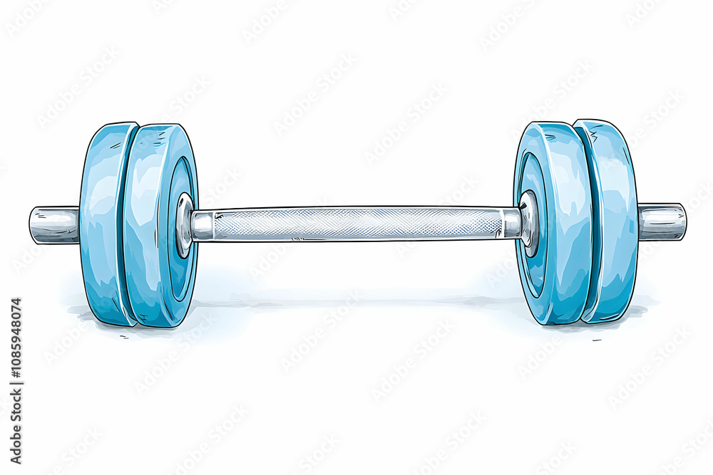 A Stylish and Colorful of a Dumbbell with Bright Blue Weights on a White Background, Perfect for Fitness and Gym-Themed Designs and Promotional Materials A Stylish and Colorful of a Dumbbell with Bright Blue Weights on a White Background, Perfect for Fitness and Gym-Themed Designs and Promotional Materials