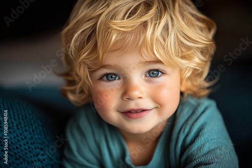 portrait of an white little boy with a smile