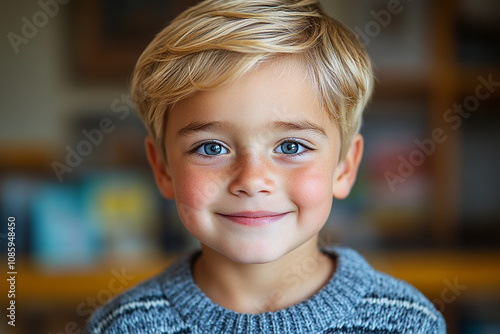 portrait of an white little boy with a smile