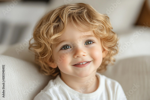 portrait of an white little boy with a smile