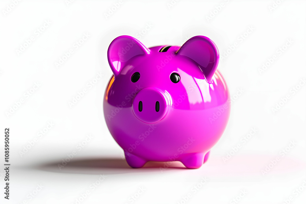 Bright Pink Piggy Bank on White Surface Ideal for Representing Savings, Financial Planning, Budgeting, and Kids' Education in a Fun and Engaging Way Bright Pink Piggy Bank on White Surface Ideal for Representing Savings, Financial Planning, Budgeting, and Kids' Education in a Fun and Engaging Way