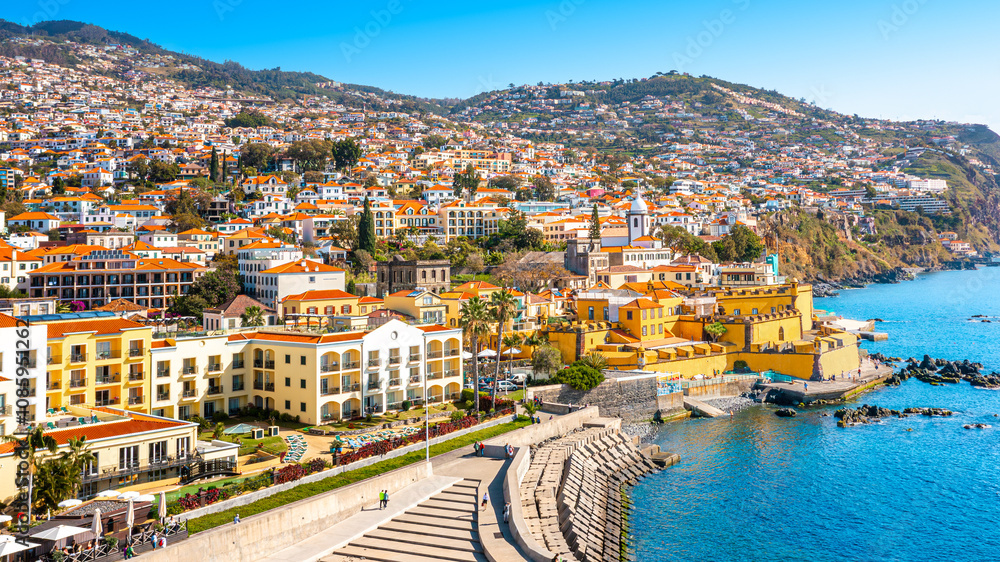View of the capital of Madeira island Funchal, Portugal