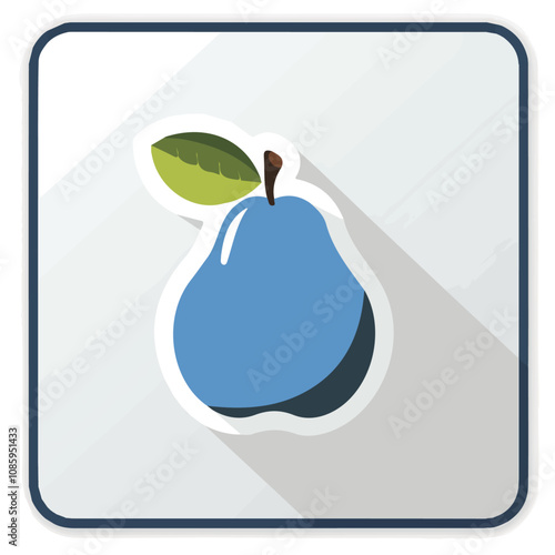 Simple flat 2D illustration of a pear isolated on a white background, AI, vector pear icon logo, AI, logo design, fruit collection