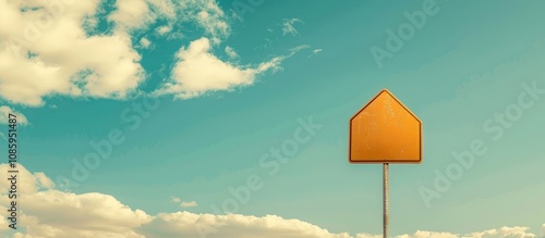 Yellow Sign On Sky Background photo