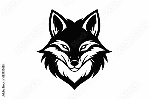 Fox Head Silhouette Vector Illustration on White Background