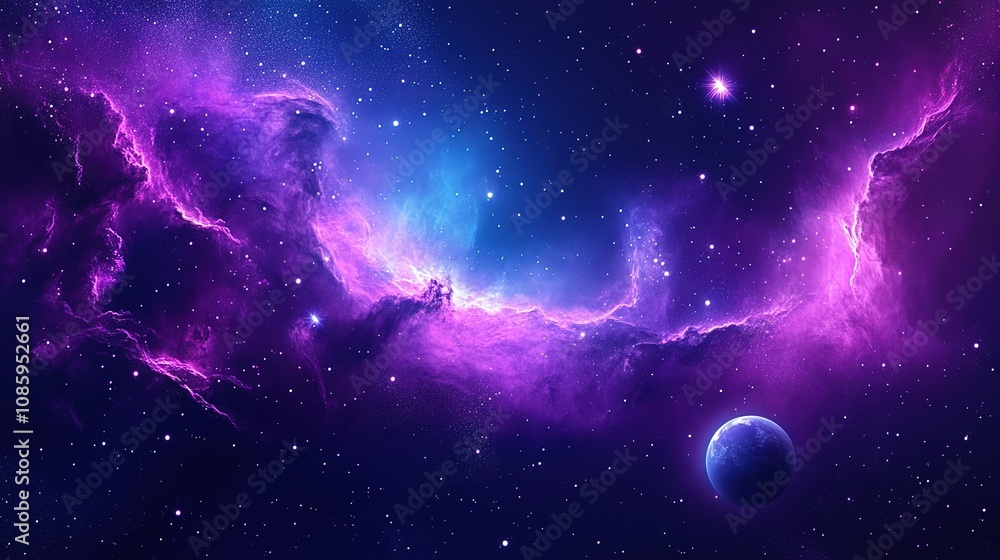 Purple background with nebula space and star
Purple background with nebula space and star