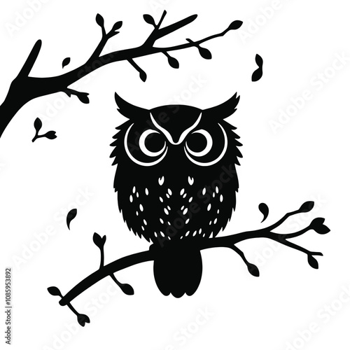 Silhouette Owl  ,vector black color silohoutte on a white backgaround photo