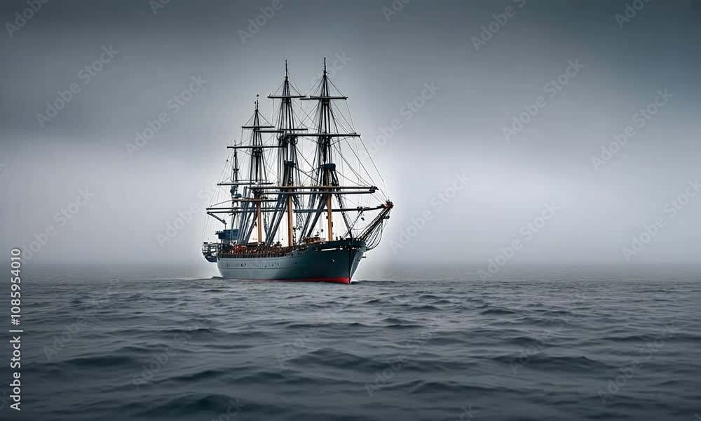 Ship sailing in the sea with a lot of fog. Ship sailing in the sea with a lot of fog.