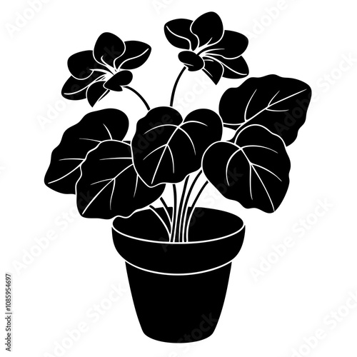 Begonia Plant Flat Silhouette Art.