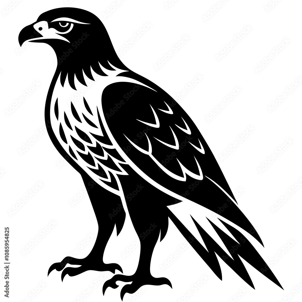 Fierce Majesty: Hawk in Full Glory vector silhouette Fierce Majesty: Hawk in Full Glory vector silhouette