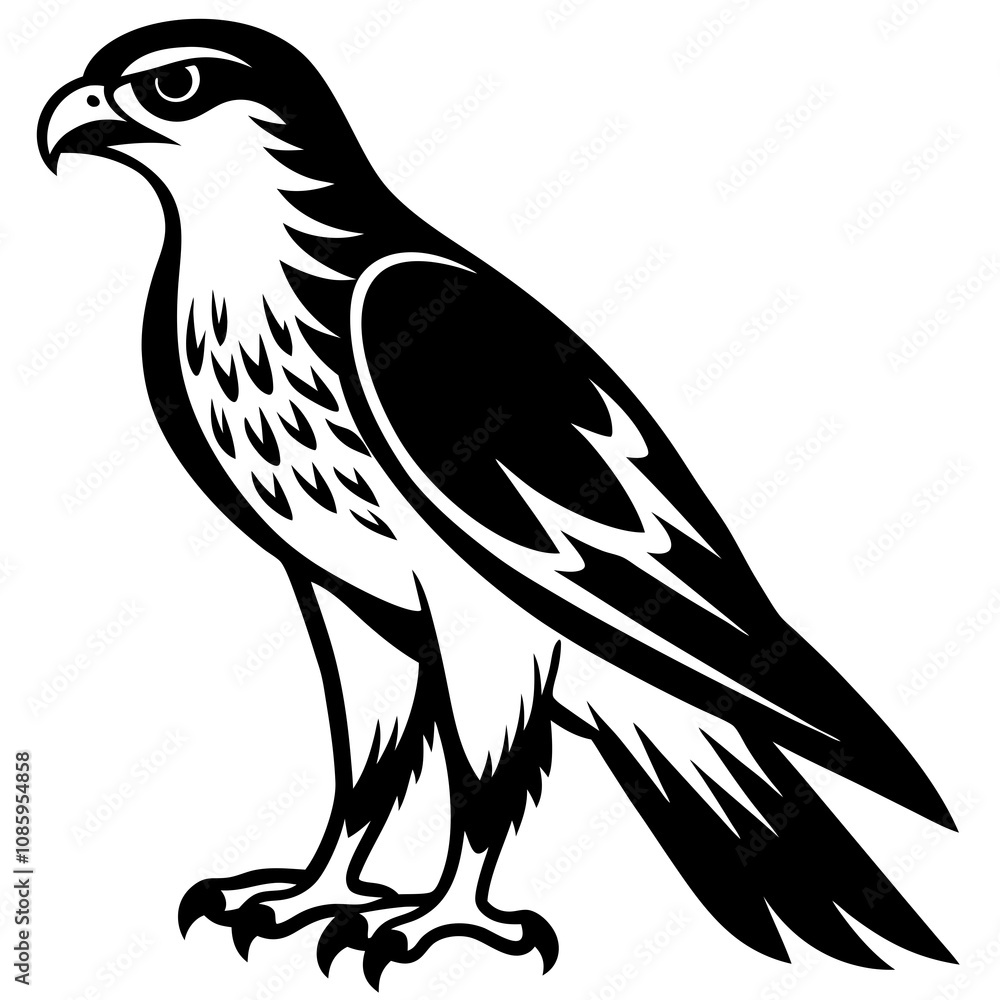 Obraz premium Fierce Majesty: Hawk in Full Glory vector silhouette 