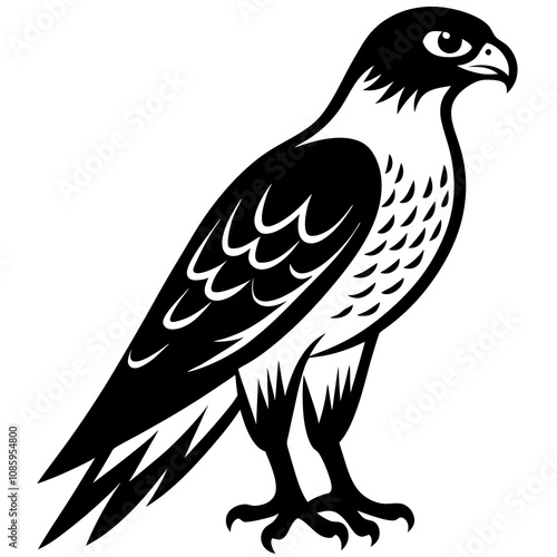 Fierce Majesty: Hawk in Full Glory vector silhouette 