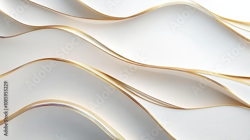 Abstract Modern White Background Paper Cut Style with Gold Accents