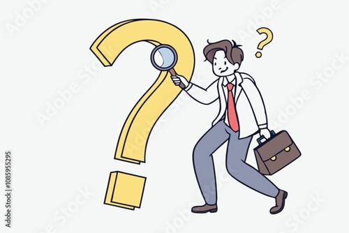 businessman with question mark vector illustration for problem-solving and inquiry.