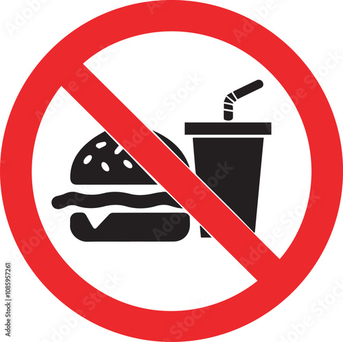 Food Not Allowed Vector Silhouette Illustration Design Graphics Resources, Burger and Drink Not Allow Vector isolated on transparent background, Vector file