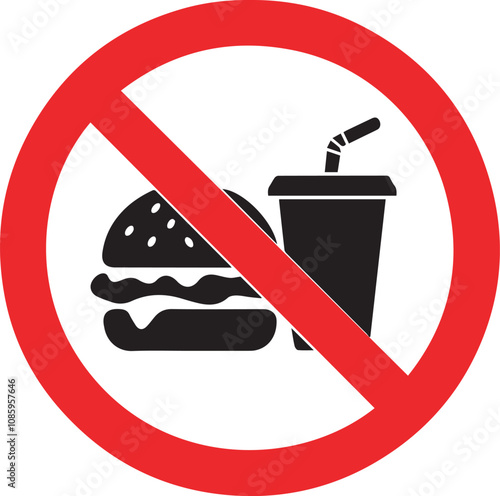 Food Not Allowed Vector Silhouette Illustration Design Graphics Resources, Burger and Drink Not Allow Vector isolated on transparent background, Vector file