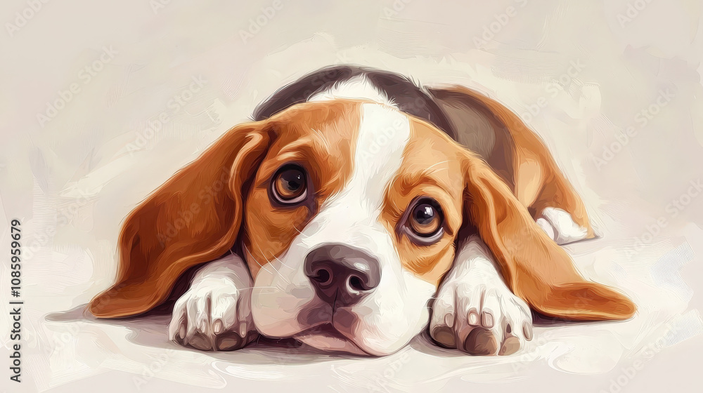 Adorable beagle puppy illustration with expressive eyes Adorable beagle puppy illustration with expressive eyes