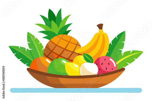 Exotic Fruit Basket Centerpiece- Pineapples, Bananas, and Coconuts for a Tropical Touch
