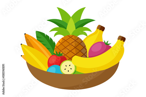 Exotic Fruit Basket Centerpiece- Pineapples, Bananas, and Coconuts for a Tropical Touch