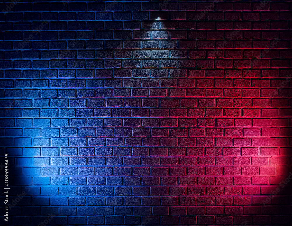 Eine Wand die rot und blau angestrahlt wird