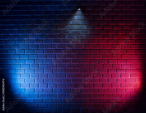 Obraz na płótnie Eine Wand die rot und blau angestrahlt wird w salonie